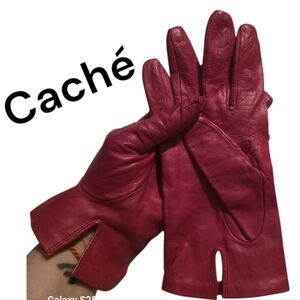 Vintage Cache Pink Genuine Leather Soft Winter Gloves Women’s Size Small